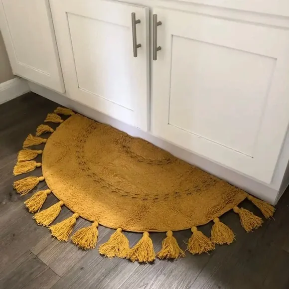 Half Circle Mustard Yellow Tassel Rug - Picture 1 of 4
